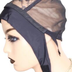 Headband Wig Cap with Adjustable Straps – Breathable, Custom-Fit Base for Wig Making (Black)