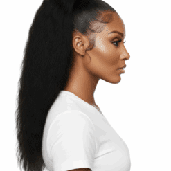 Back view of 360 lace wig in high ponytail