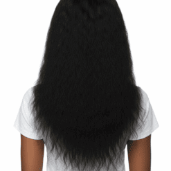 Evara Wigs 360 Invisi-Band Kinky Straight Ponytail Wig - Black Human Hair with Defined Baby Hairs