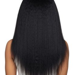 Glueless HD kinky straight wig on mannequin
