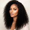 Burmese Curly Transparent Lace Wig 20 inch natural colour on an African female model