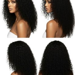 Burmese Curly Transparent Lace Wig 20 inch natural colour on an African female model