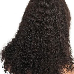 Burmese Curly Transparent Lace Wig 20 inch natural colour on an African female model