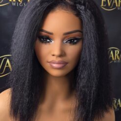 Side texture view of Lina Afro Kinky Straight HD Lace Wig – 250% Density