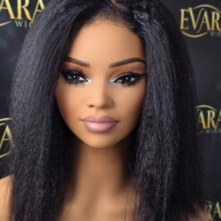 Side texture view of Lina Afro Kinky Straight HD Lace Wig – 250% Density