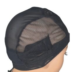 Adjustable band on drawstring double lace wig cap ensuring custom fit for wig making projects