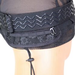 Back view of drawstring double lace wig cap showing professional construction and adjustable features