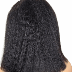 Back view of Lina HD Lace Wig – 12 Inch Afro Kinky Straight with clean cut