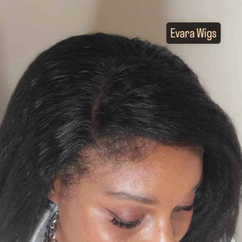 Close of HD Lace with natural hairline, Afro Kinky hairline, Evara Wigs