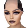 Velvet wig grip cap on mannequin head showing adjustable band and lace front, colour Brown