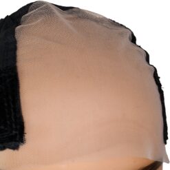 Velvet wig grip cap on mannequin head showing adjustable band and lace front