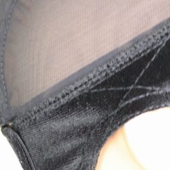 Velvet wig grip cap on mannequin head showing adjustable band and lace front