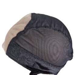 Velvet wig grip cap on mannequin head showing adjustable band and lace front, colour Black