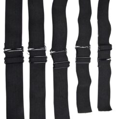 Five adjustable nylon wig bands black with metal adjustment clips bulk pack