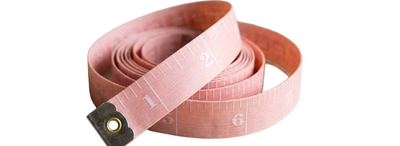 Fabric measuring tape showing how to measure head for wig correctly