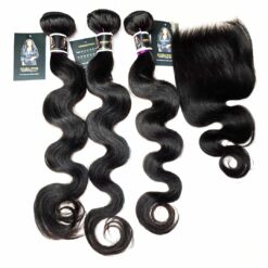 22, 22 and 20 inch bodywave human hair bundles with 16 inch 5x5 HD lace closure set