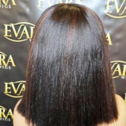 Evara 'Esi' 12” HD 5x5 Lace Wig Back view of 12 inch yaki straight bob wig showing blunt bob shape and natural density